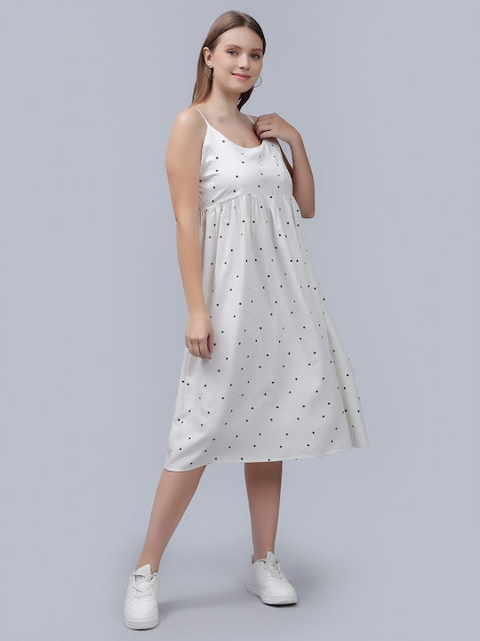 Polka Dot Printed Empire Midi Dress