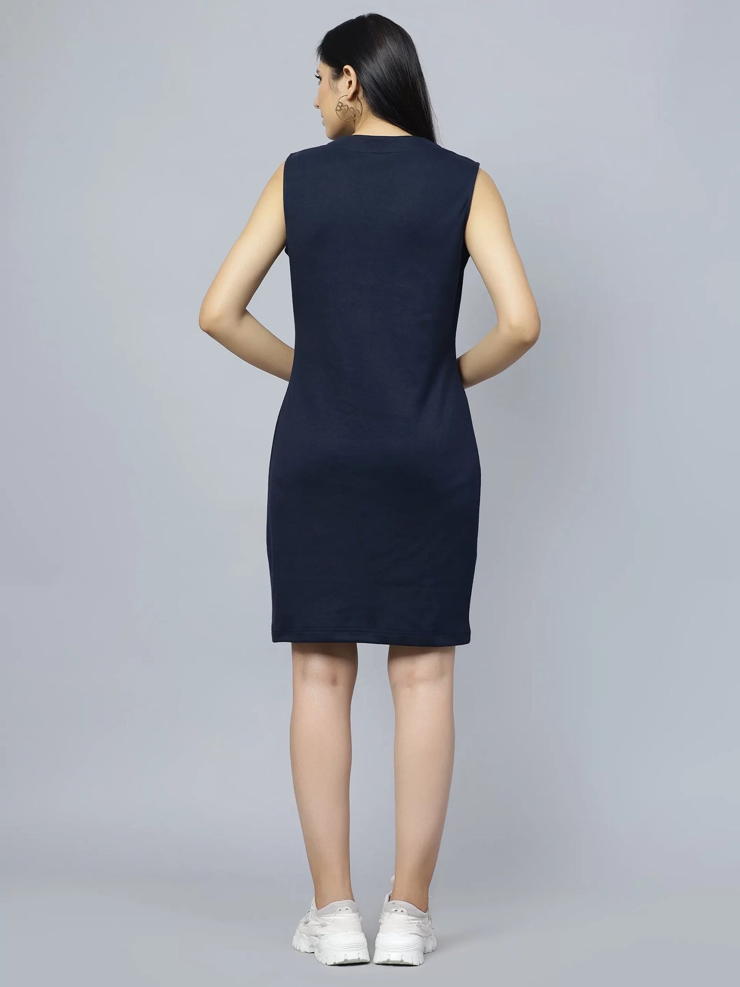 V-Neck Cotton Sheath Dress