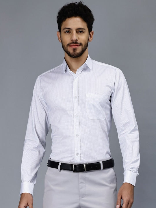 Classic Slim Fit Micro Disty Printed Cotton Formal Shirt