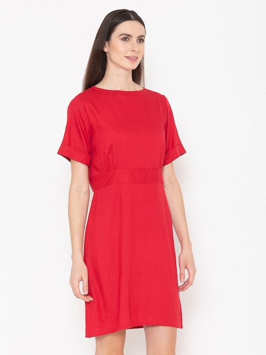 Round Neck A-Line Dress