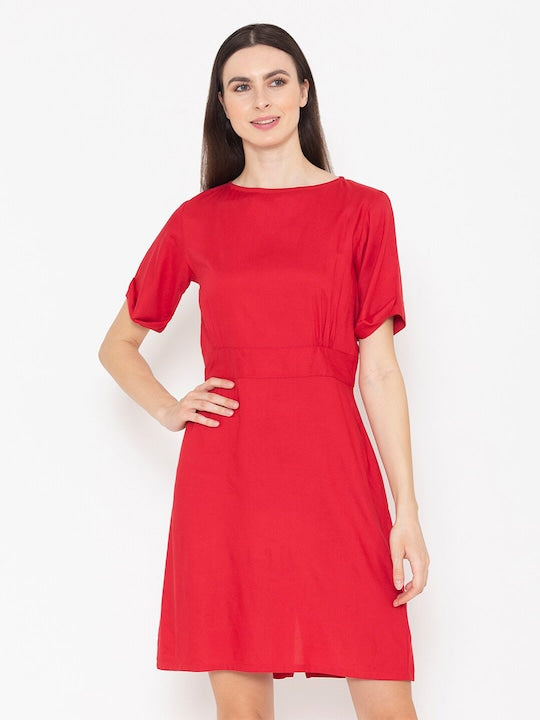 Round Neck A-Line Dress