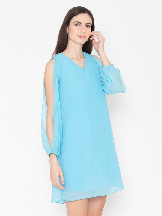 Cold-Shoulder Sleeves A-Line Dress