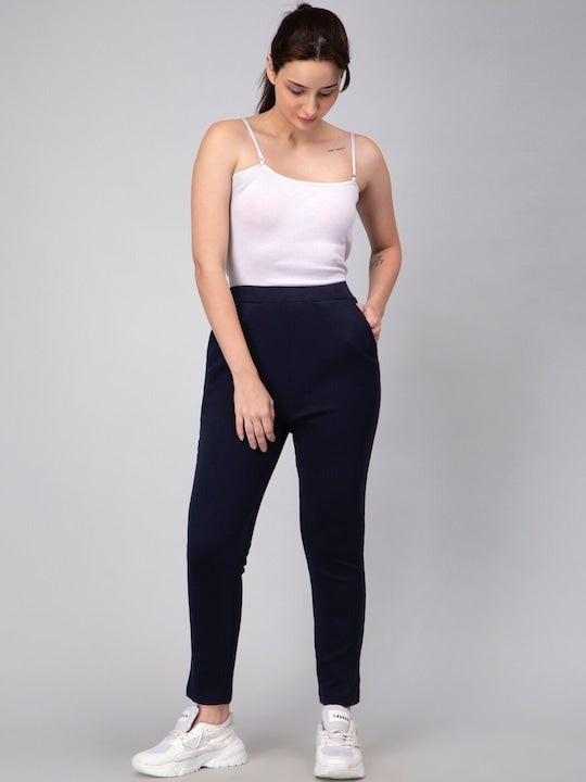 Women Mid-Rise Cotton Slim-Fit Track Pants