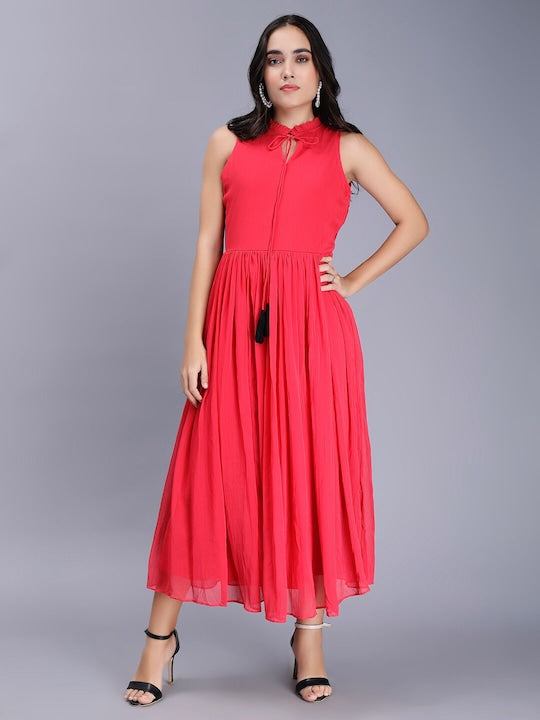 Tie-Up Neck Maxi Dress