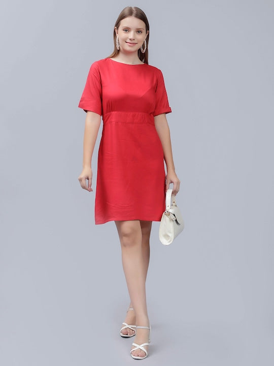 Round Neck A-Line Cotton Dress