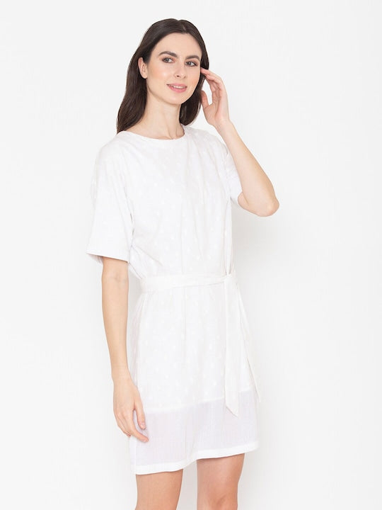 Round Neck Cotton A-Line Dress