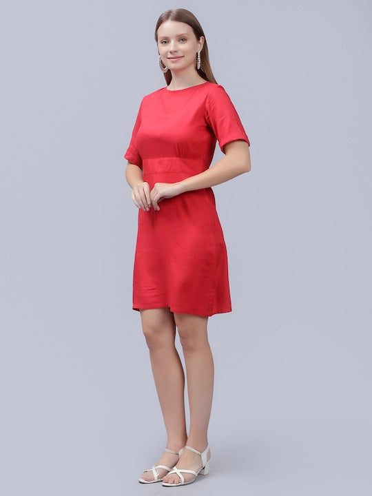 Round Neck A-Line Cotton Dress