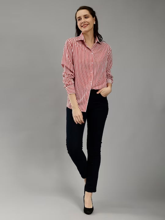 Classic Slim Fit Vertical Striped Casual Shirt