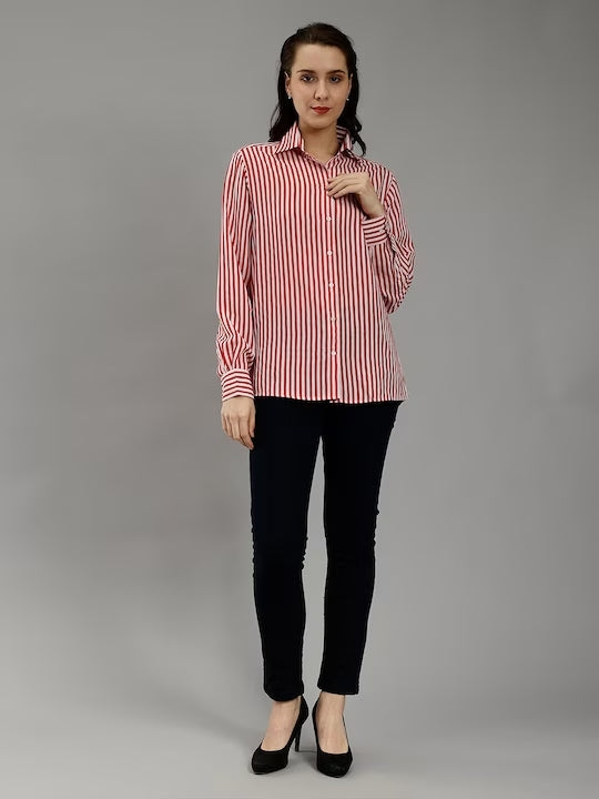 Classic Slim Fit Vertical Striped Casual Shirt