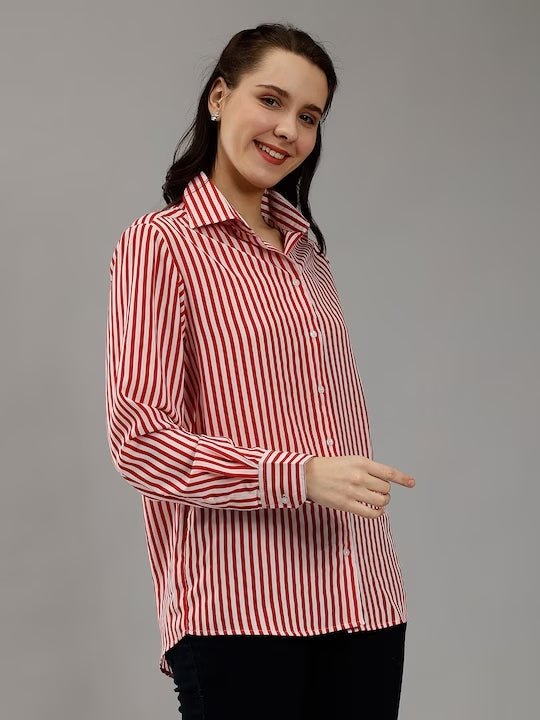 Classic Slim Fit Vertical Striped Casual Shirt