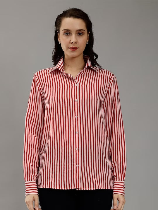 Classic Slim Fit Vertical Striped Casual Shirt