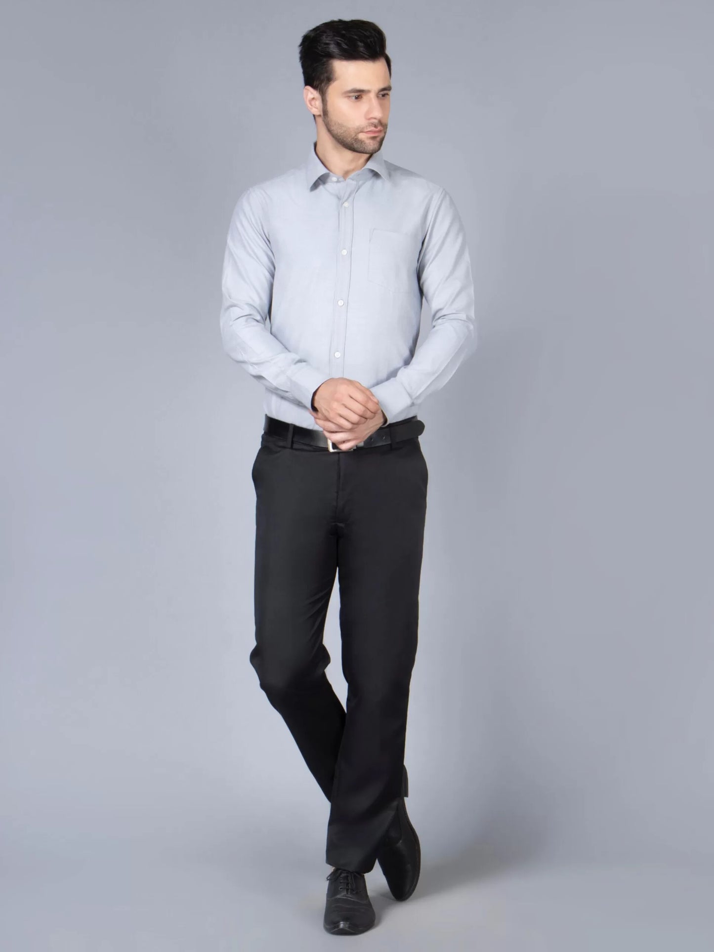 Men Grey Classic Slim Fit Opaque Formal Shirt