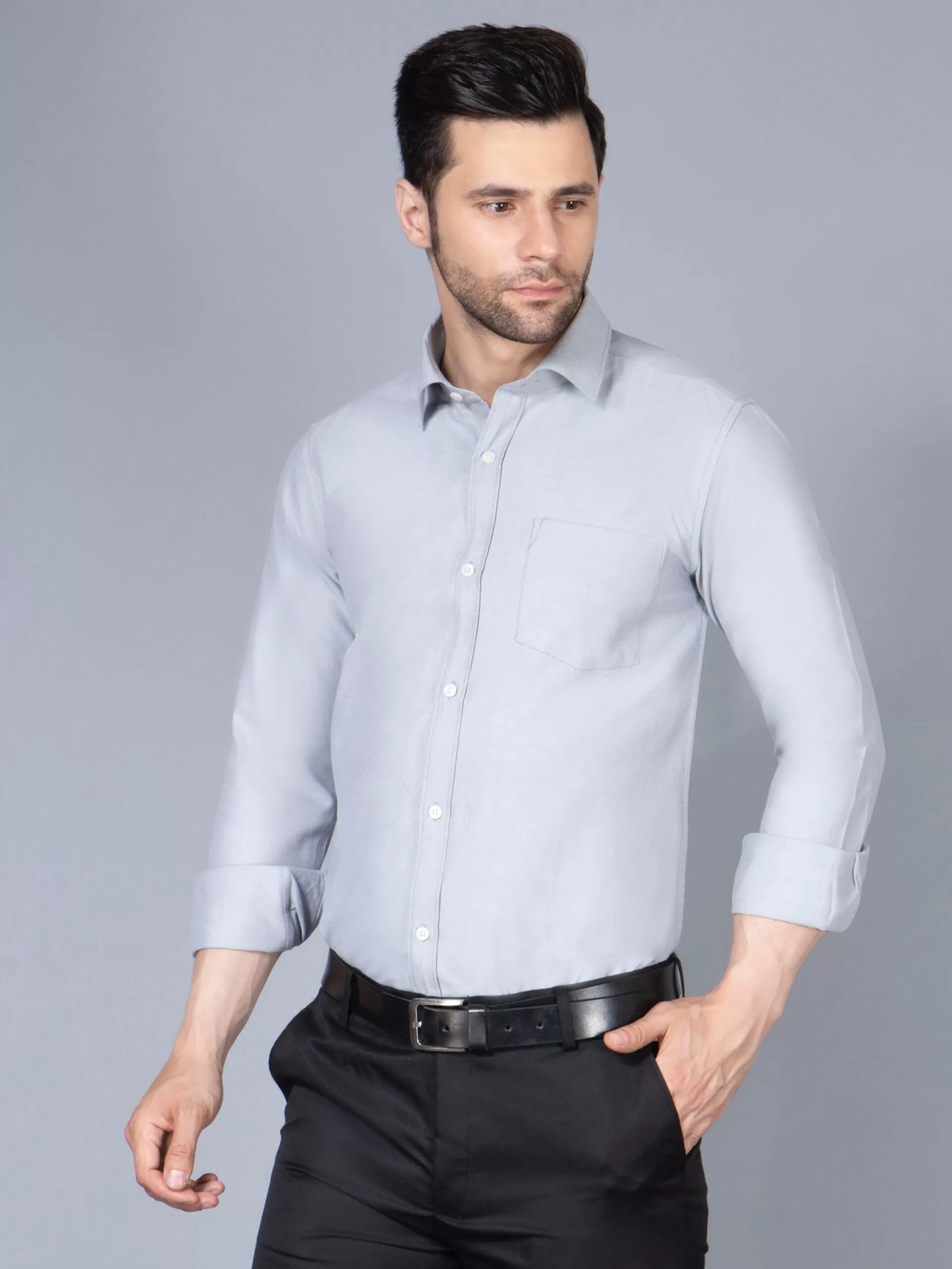 Men Grey Classic Slim Fit Opaque Formal Shirt