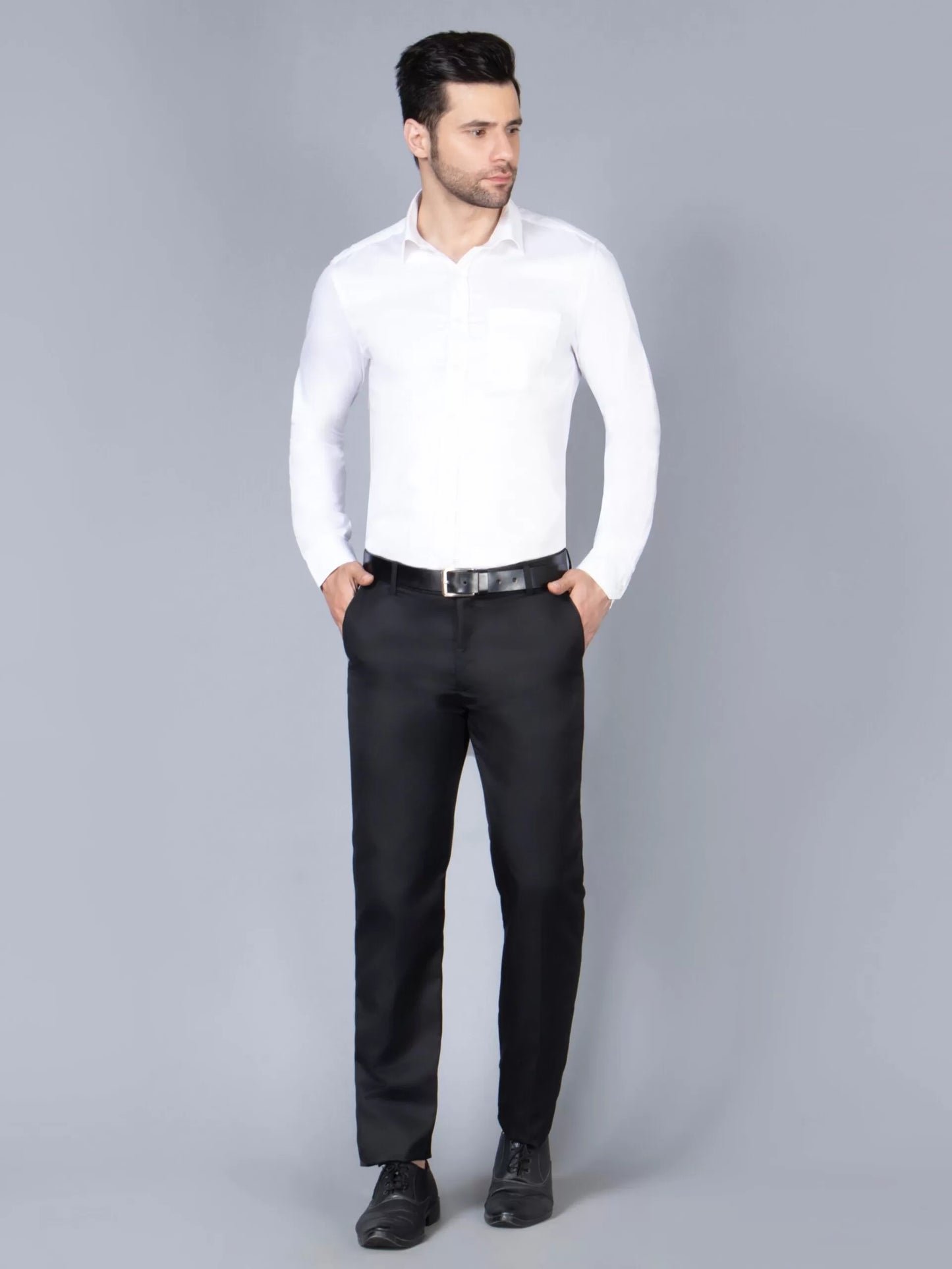 Men White Classic Slim Fit Opaque Formal Shirt