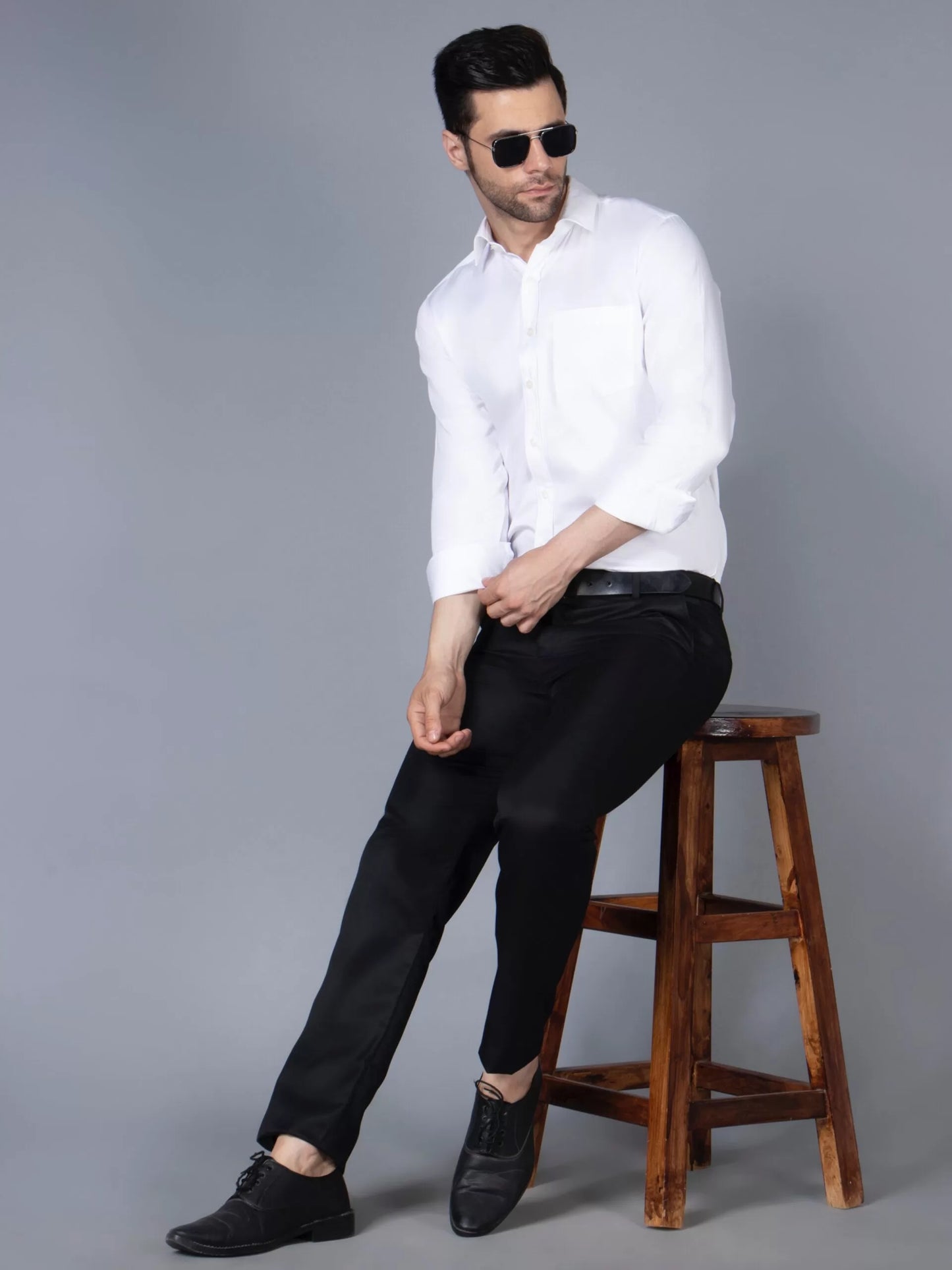 Men White Classic Slim Fit Opaque Formal Shirt