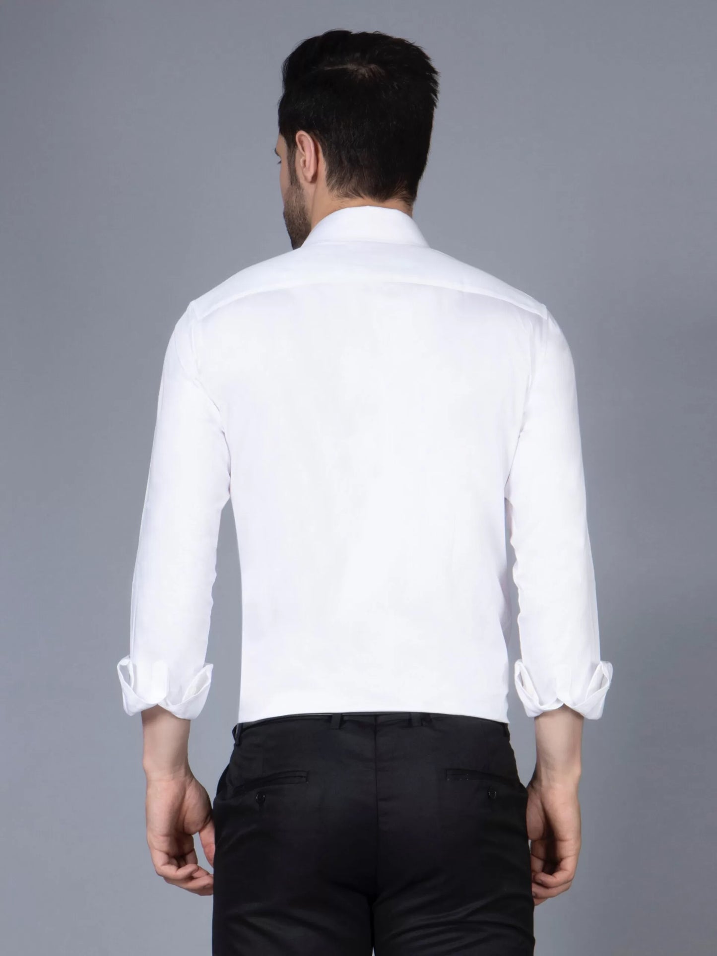 Men White Classic Slim Fit Opaque Formal Shirt