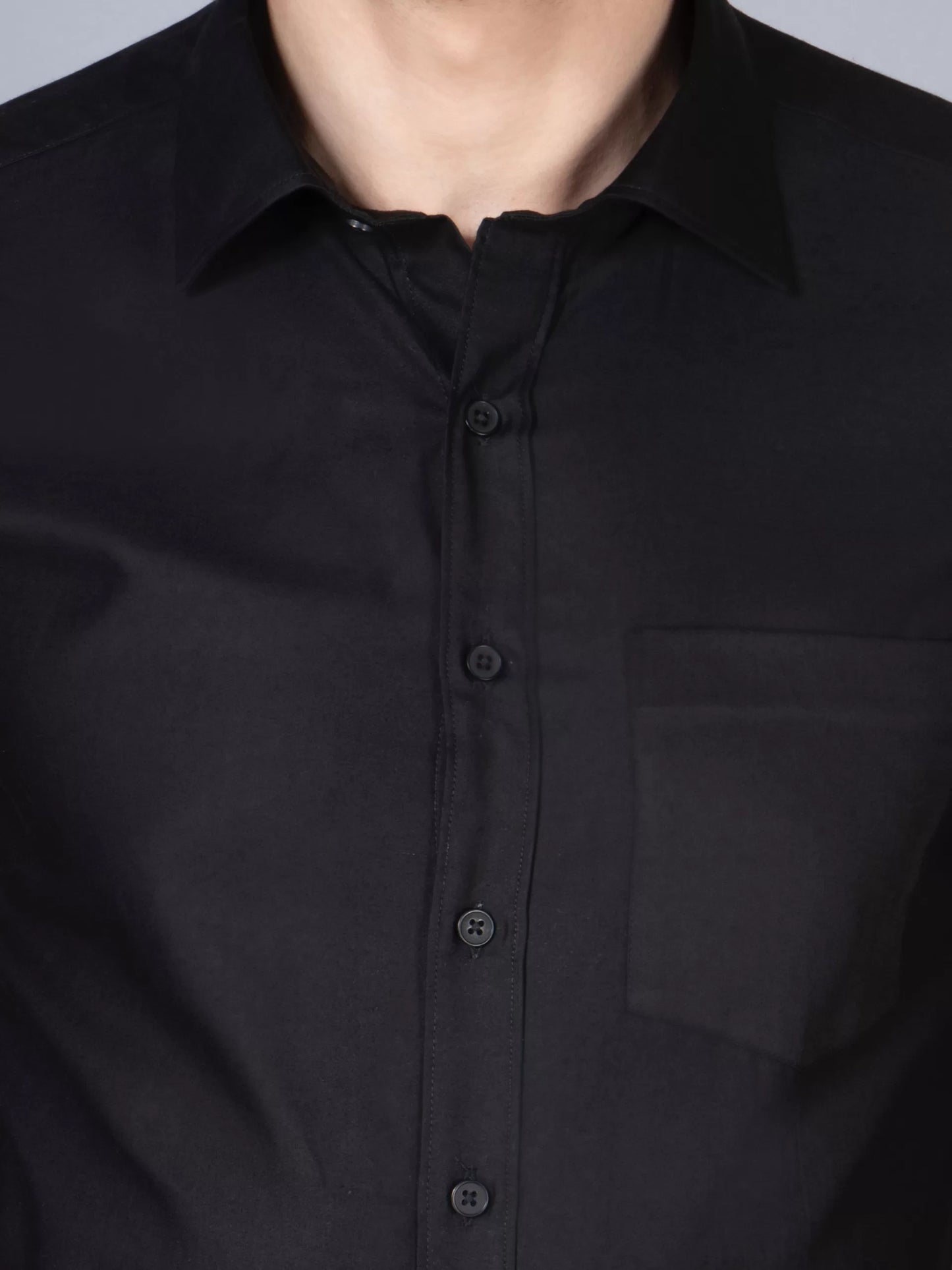 Men Black Classic Slim Fit Opaque Formal Shirt