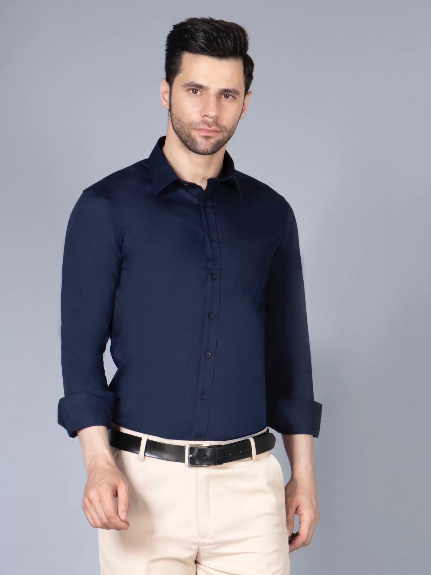 Men Blue Classic Slim Fit Opaque Formal Shirt