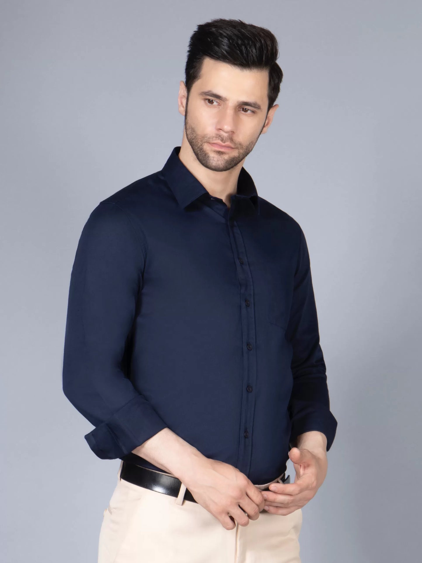 Men Blue Classic Slim Fit Opaque Formal Shirt