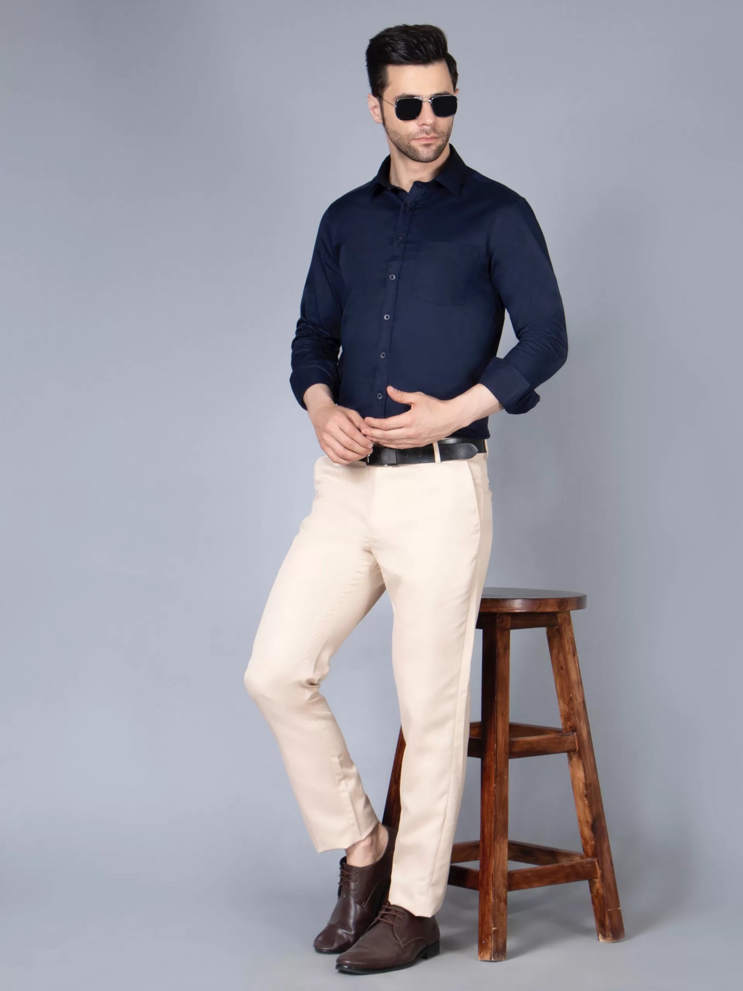 Men Blue Classic Slim Fit Opaque Formal Shirt