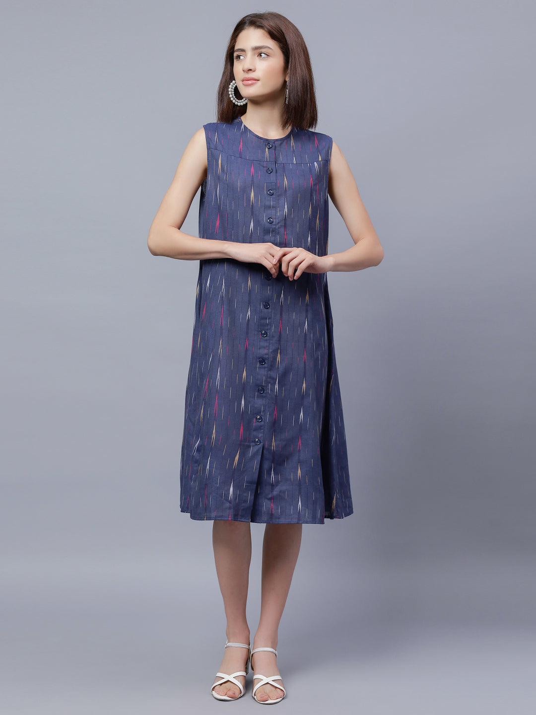 Ethnic Motifs Printed Sleeveless Cotton A-Line Dress