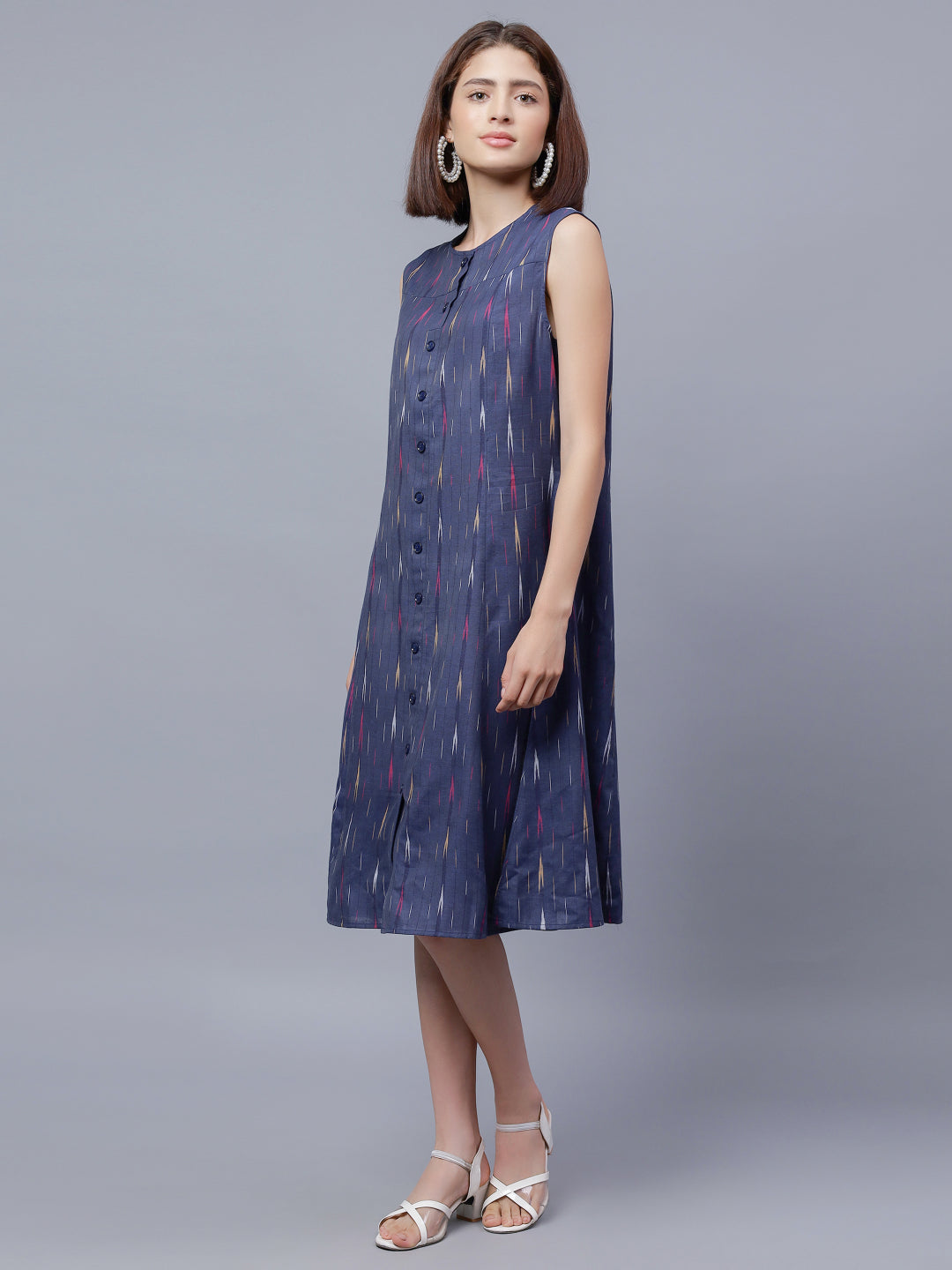 Ethnic Motifs Printed Sleeveless Cotton A-Line Dress