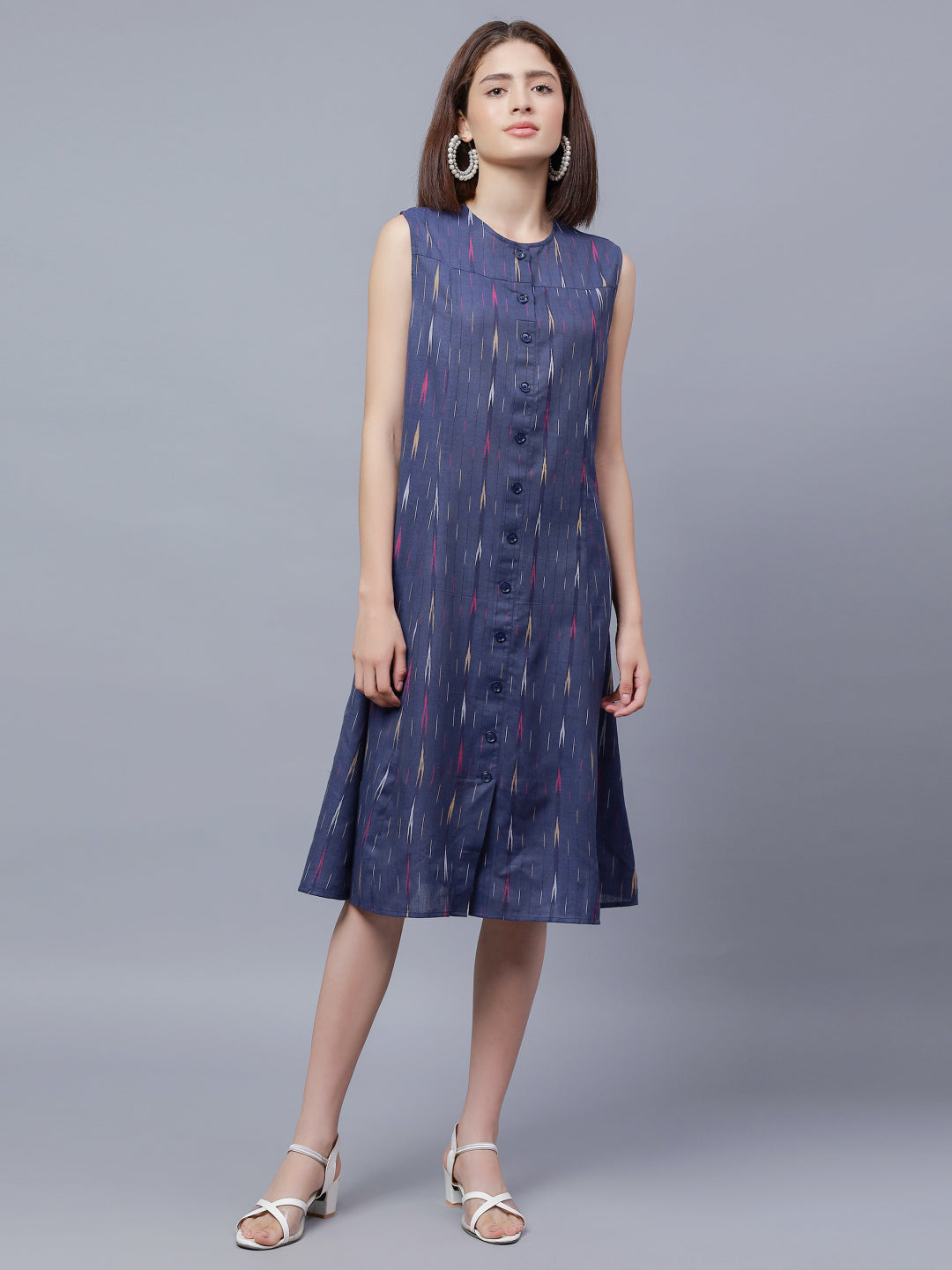 Ethnic Motifs Printed Sleeveless Cotton A-Line Dress