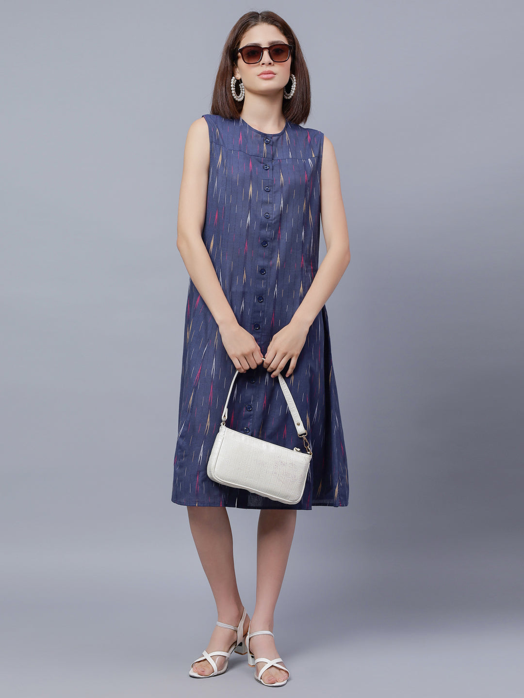 Ethnic Motifs Printed Sleeveless Cotton A-Line Dress