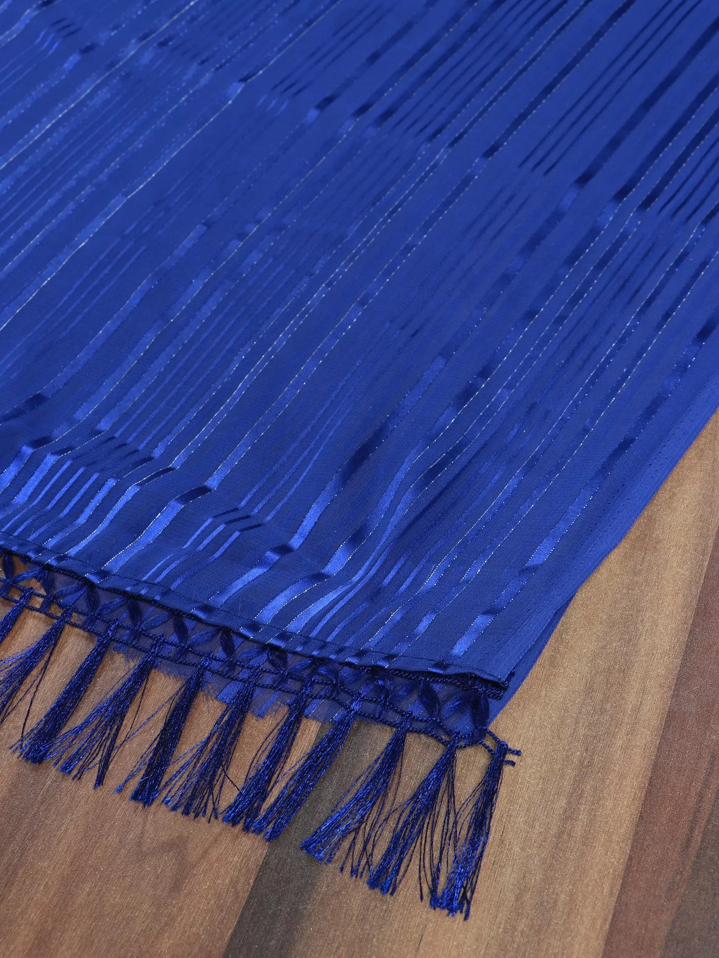 Embellished Striped Blue Saree