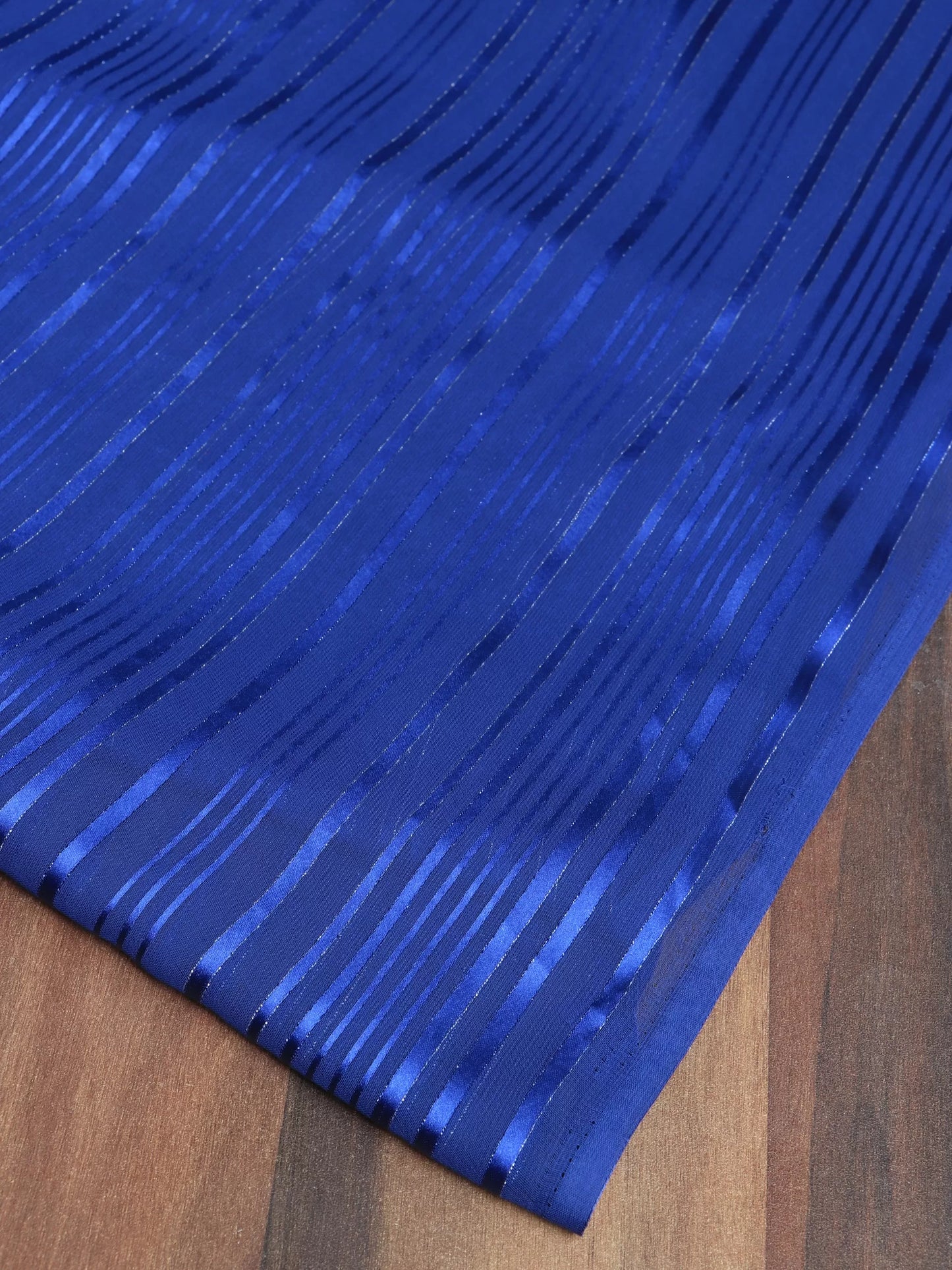 Embellished Striped Blue Saree