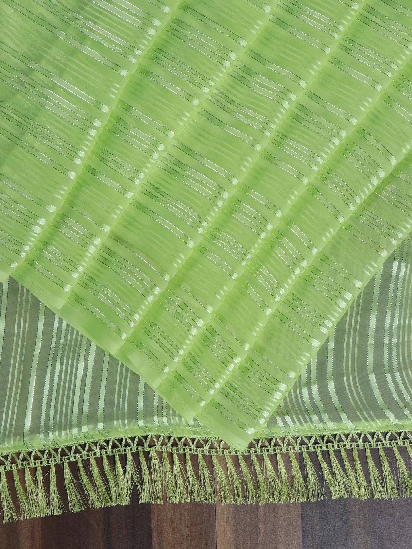 Embellished Striped Light Green Saree