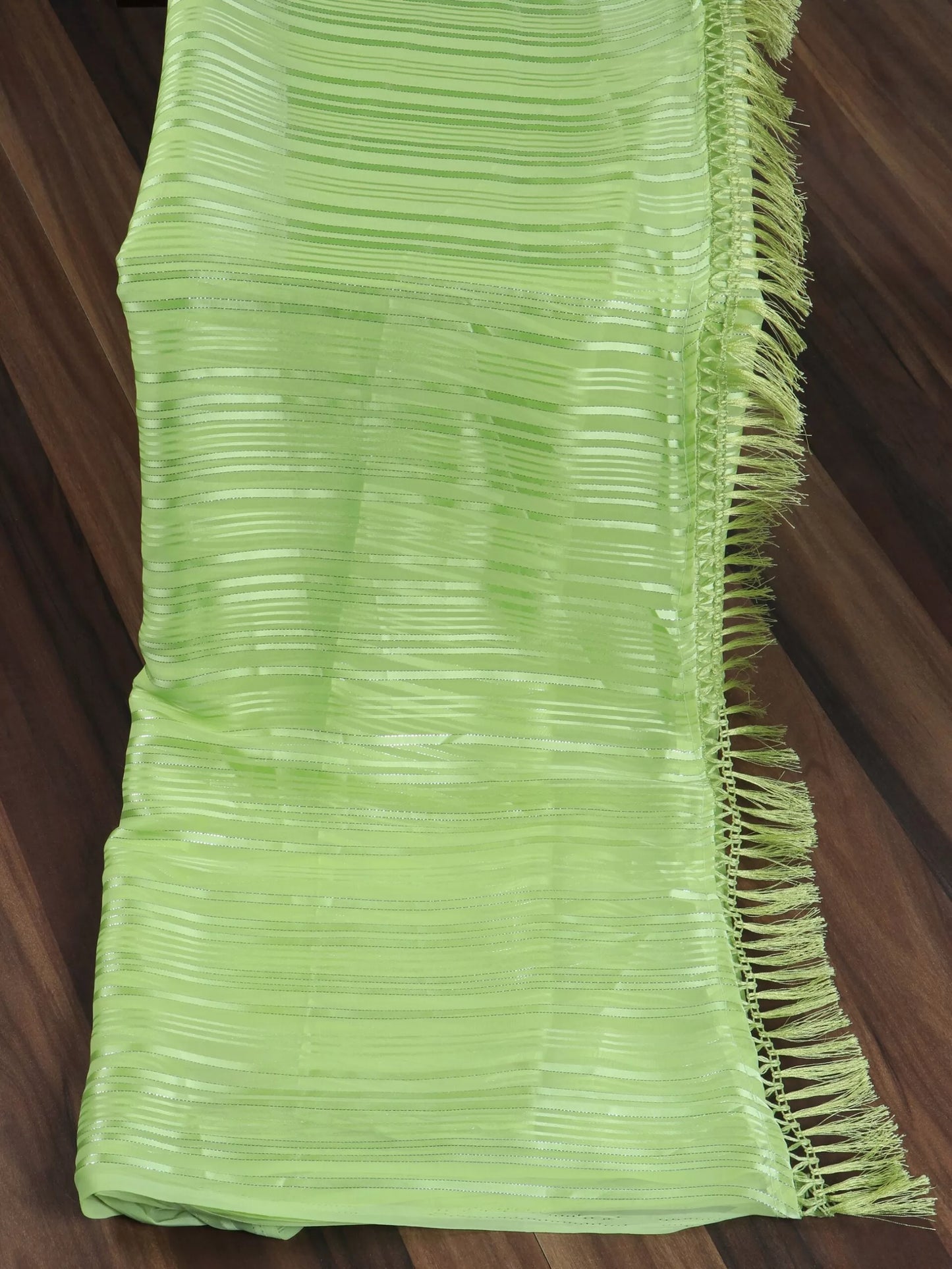 Embellished Striped Light Green Saree