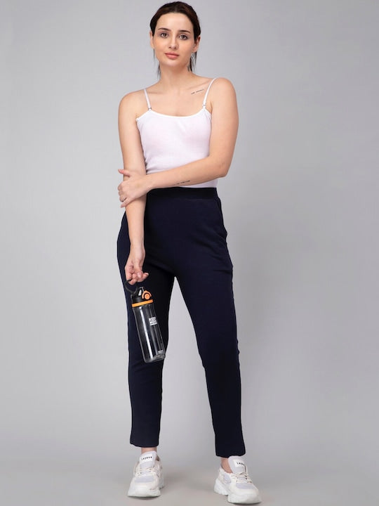 Women Mid-Rise Cotton Slim-Fit Track Pants