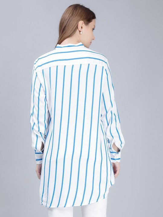 Comfort Vertical Striped Longline Shirt