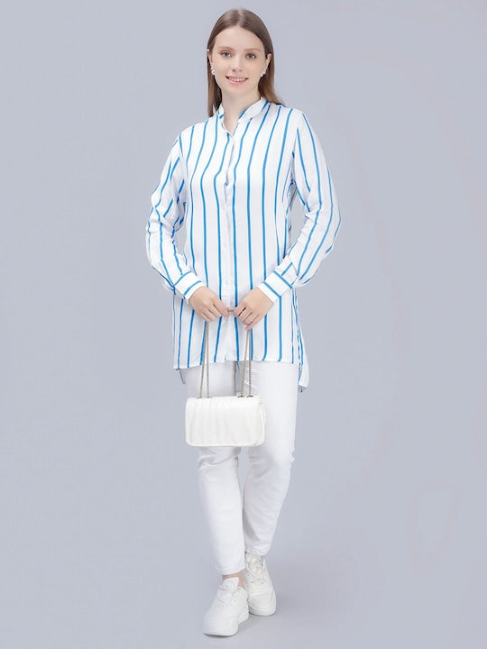 Comfort Vertical Striped Longline Shirt