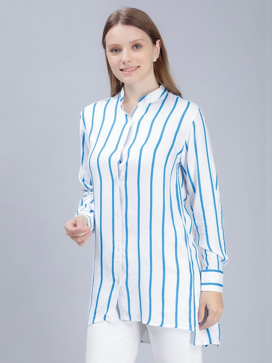 Comfort Vertical Striped Longline Shirt