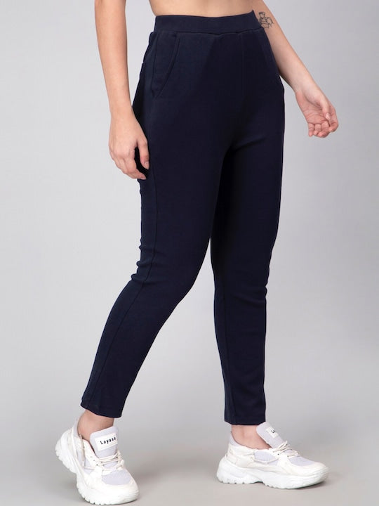 Women Mid-Rise Cotton Slim-Fit Track Pants