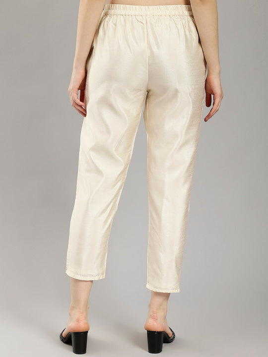 Women Smart Tapered Fit High-Rise Trousers