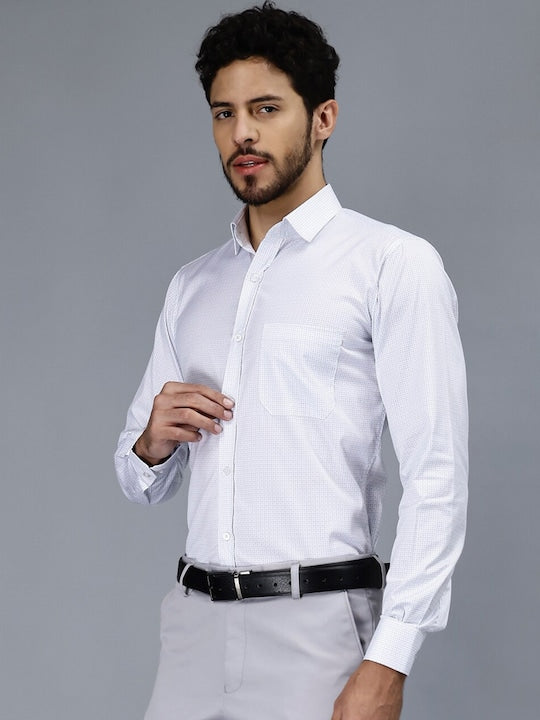 Classic Slim Fit Micro Disty Printed Cotton Formal Shirt