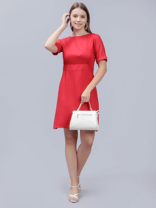 Round Neck A-Line Cotton Dress