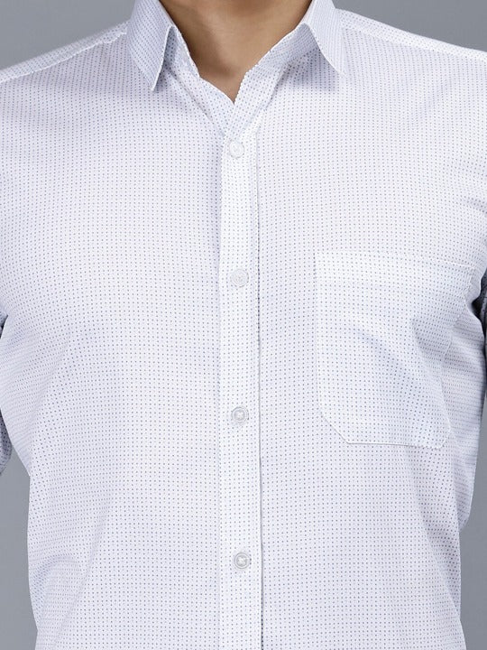 Classic Slim Fit Micro Disty Printed Cotton Formal Shirt