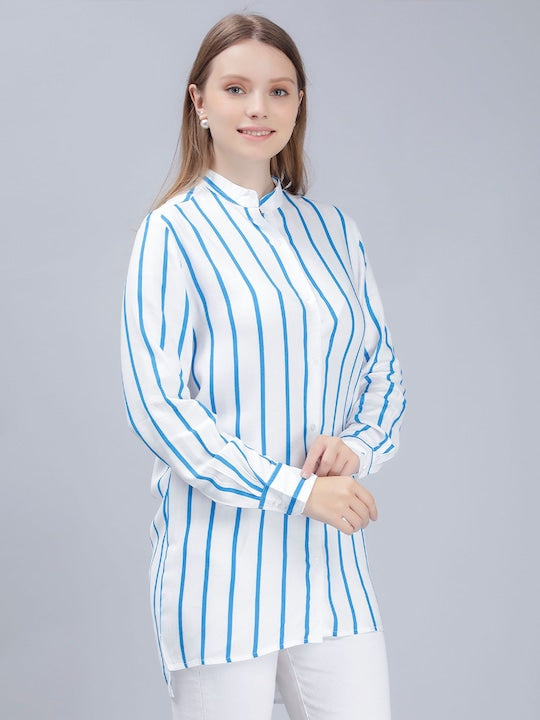 Comfort Vertical Striped Longline Shirt